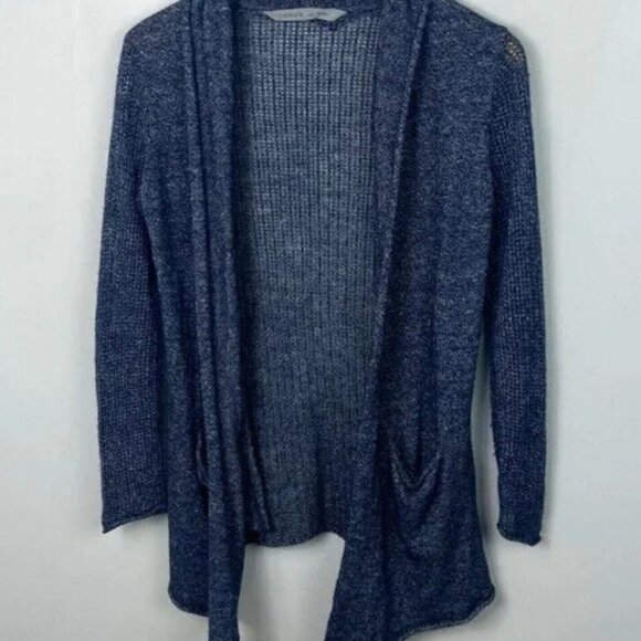 Athleta Cashmere Linen Cabrillo Cardigan Blue Size XXS Open Front Knit‎ Pockets - Picture 9 of 10